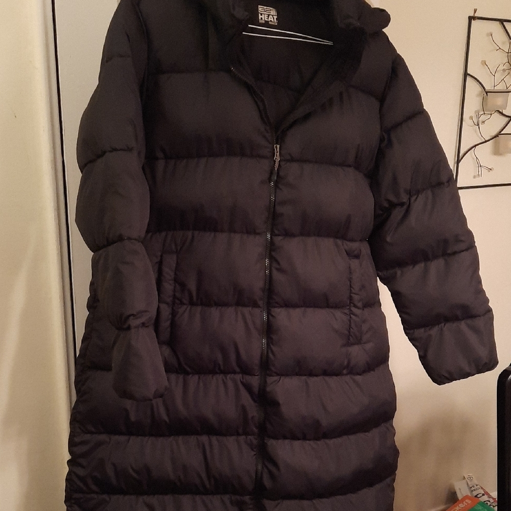 32 Degrees Women's Black Puffer Long Coat